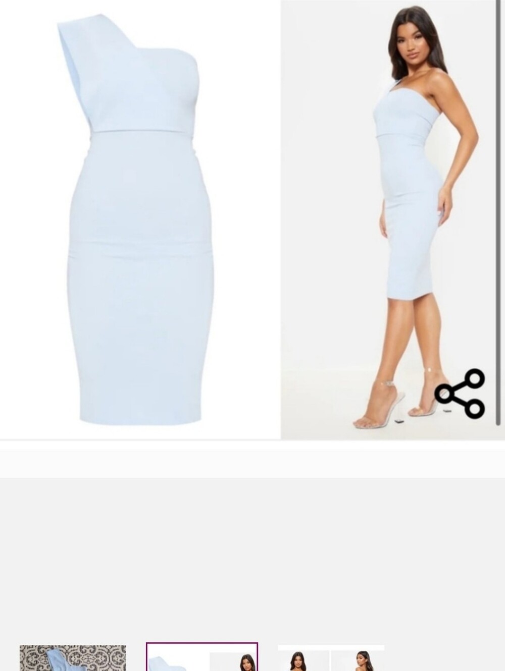 🍓Blue Cocktail Dress, one shoulder, light blue bodycon, New without tags